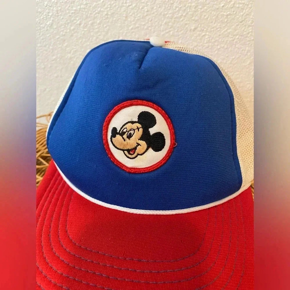 RARE Vintage Disney Mickey Mouse Trucker Hat red and blue - Picture 3 of 5